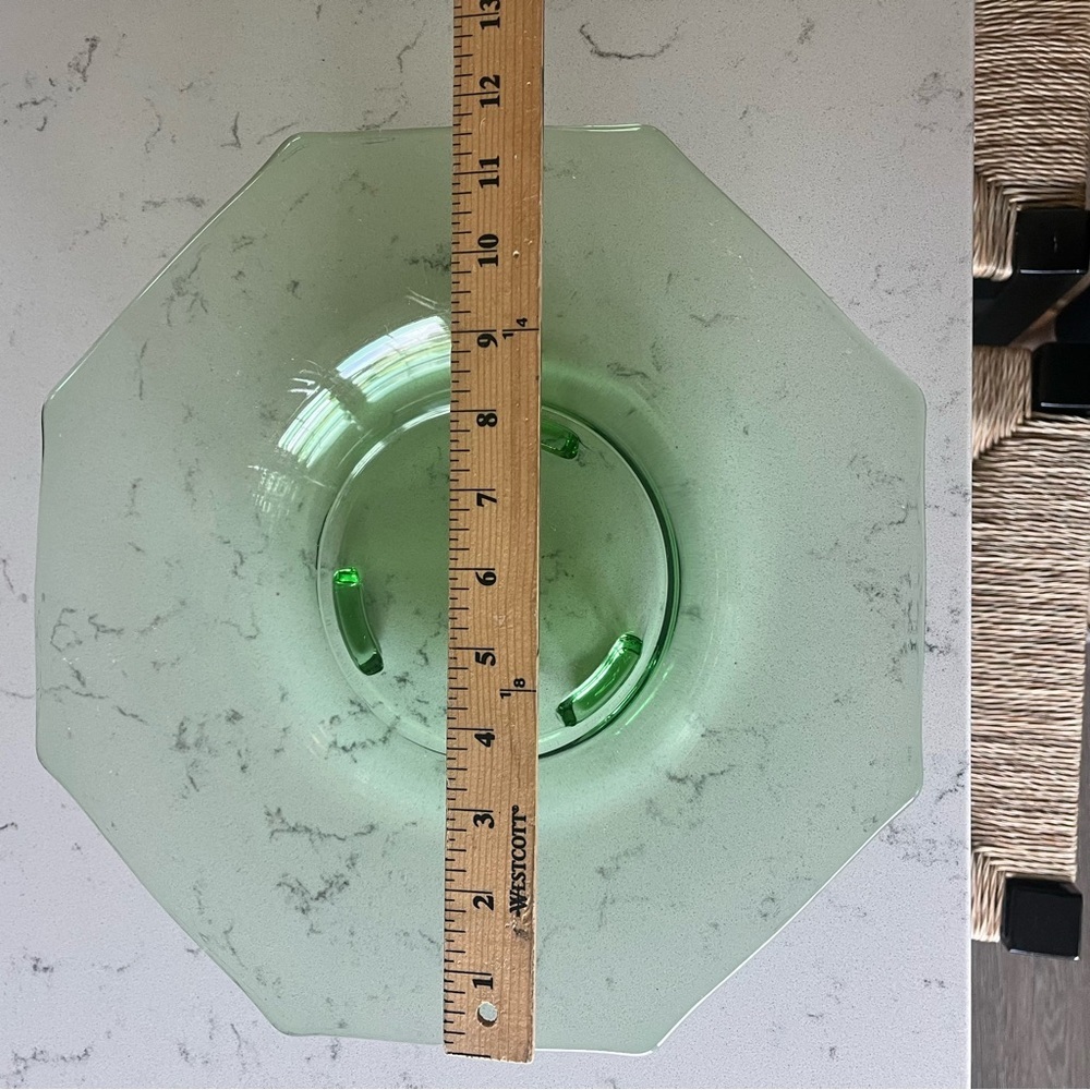 Art Deco Fostoria Uranium Glass Footed Console Bowl - Picture 6 of 9